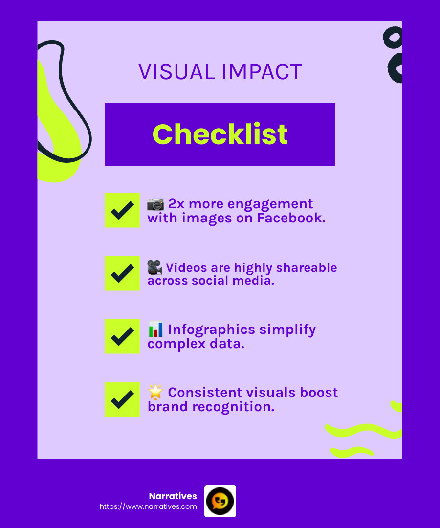 Posts with images receive over twice the traffic of generic ones, according to BuzzSumo. - storytelling in digital marketing infographic checklist-fun-neon Posts with images receive over twice the traffic of generic ones, according to BuzzSumo. - storytelling in digital marketing infographic checklist-fun-neon