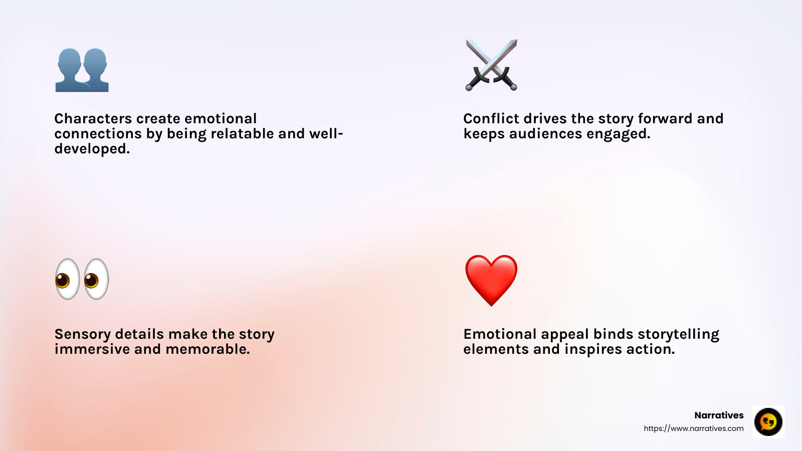 Emotional appeal is crucial in storytelling - storytelling content creation infographic 4_facts_emoji_light-gradient Emotional appeal is crucial in storytelling - storytelling content creation infographic 4_facts_emoji_light-gradient