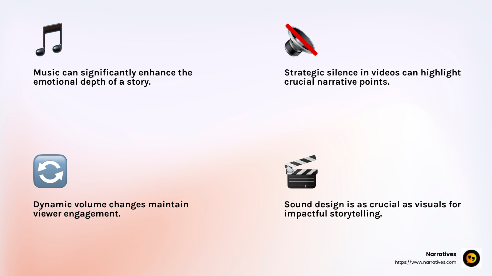 The impact of music on storytelling - Storytelling through video infographic 4_facts_emoji_light-gradient The impact of music on storytelling - Storytelling through video infographic 4_facts_emoji_light-gradient