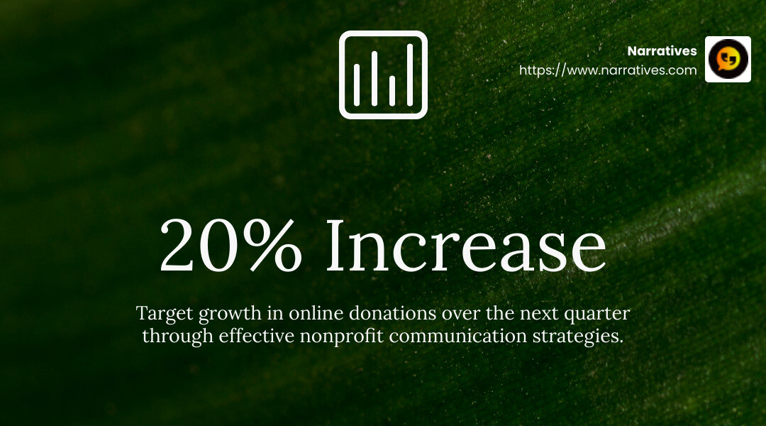 Set measurable goals to track progress and adjust your strategy accordingly. - nonprofit communication strategy infographic simple-stat-landscape-green