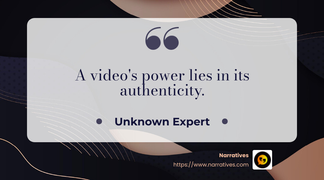 A video's power lies in its authenticity. - Ethical video production infographic simple-quote-landscape-dark