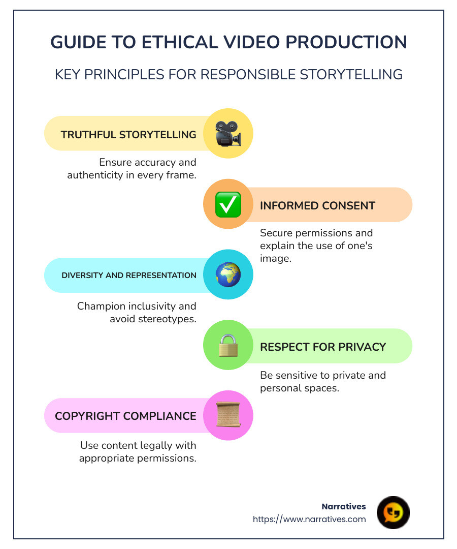 Ethical Video Production Principles Infographic - Ethical video production infographic infographic-line-5-steps-colors