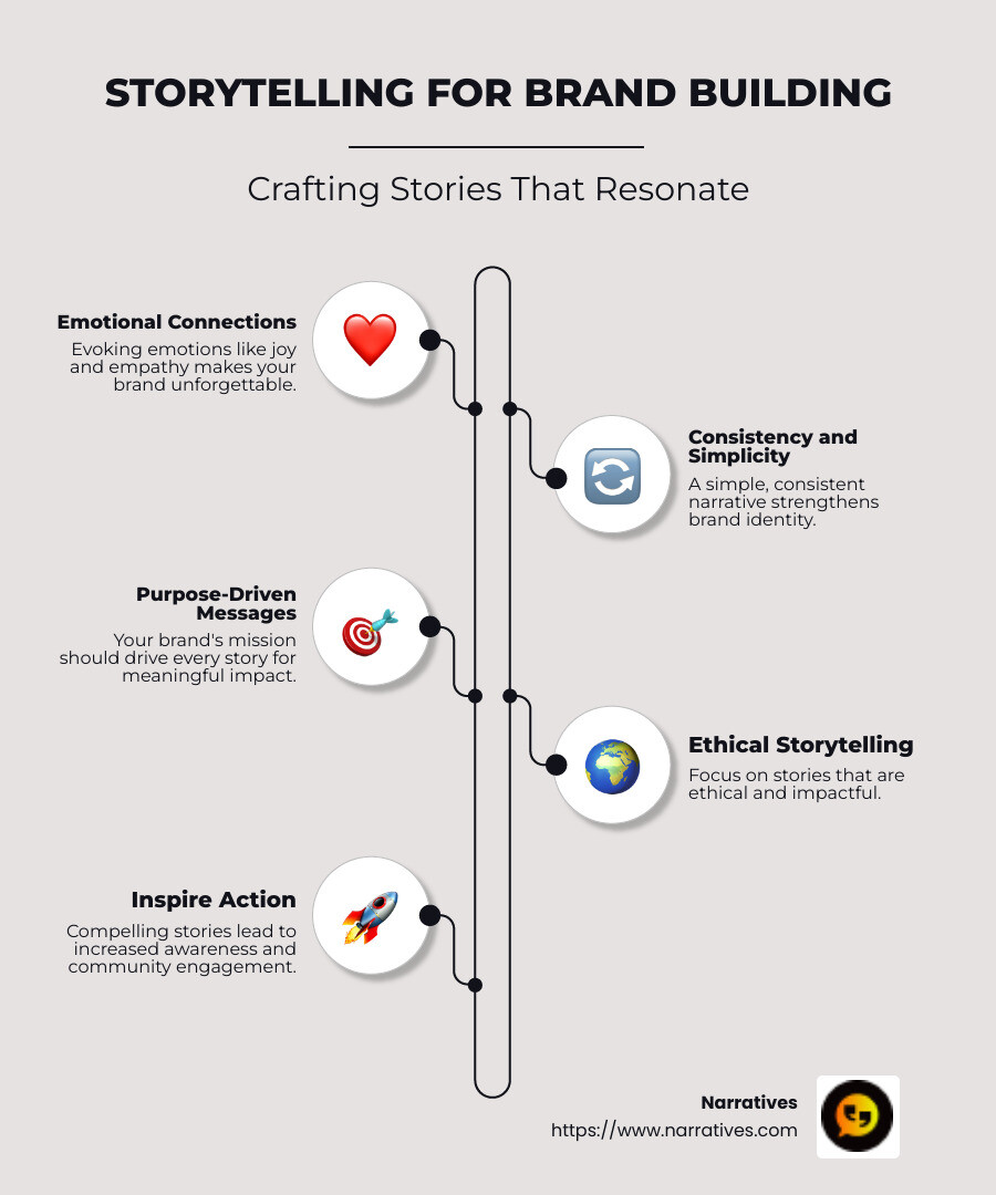 Infographic on storytelling strategies for brand building - Storytelling for brand building infographic infographic-line-5-steps-neat_beige