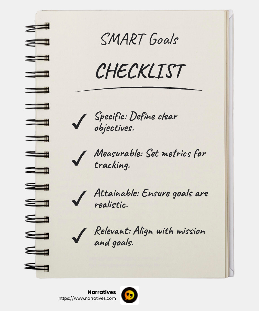 SMART Goals Example - digital marketing for nonprofits infographic checklist-notebook