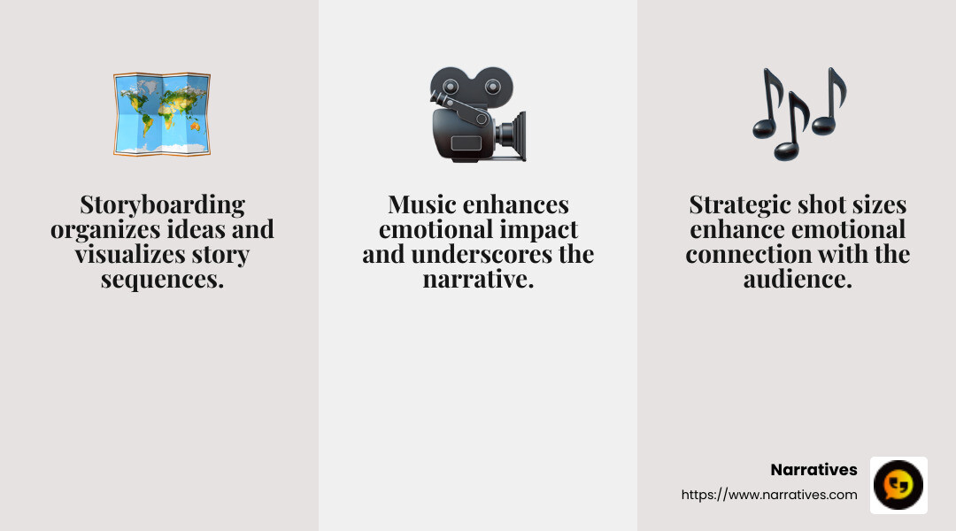 Statistics showing the effectiveness of storyboarding in video production - video storytelling techniques infographic 3_facts_emoji_grey