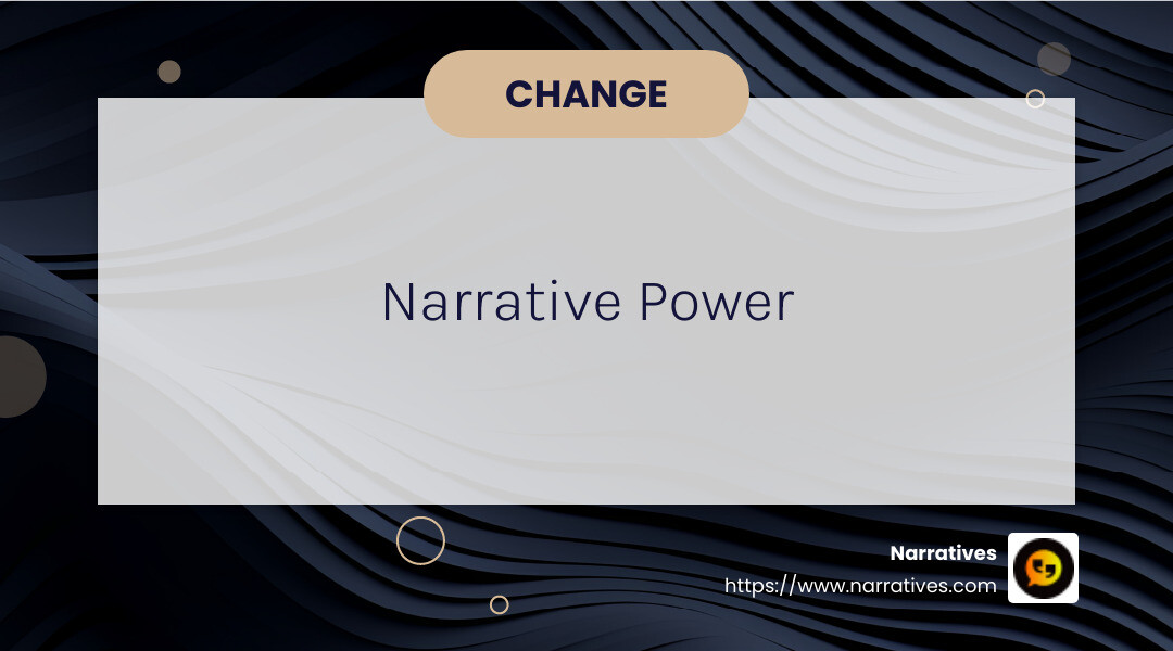 Quote about narrative power and social change - Creative storytelling partnerships infographic simple-info-landscape-card-dark