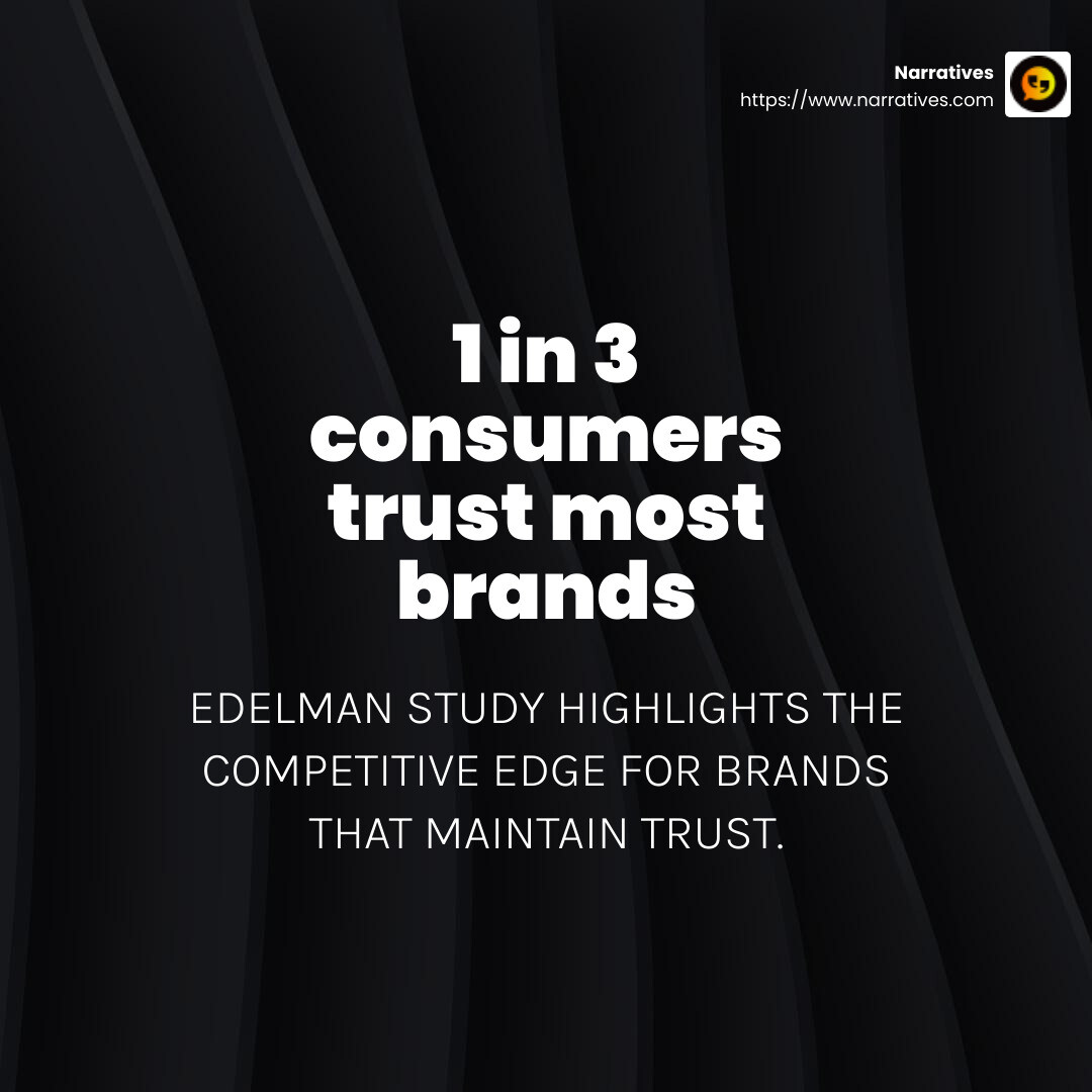 Study shows only one in three consumers trust most brands they buy from. - Building trust with content infographic simple-stat-dark