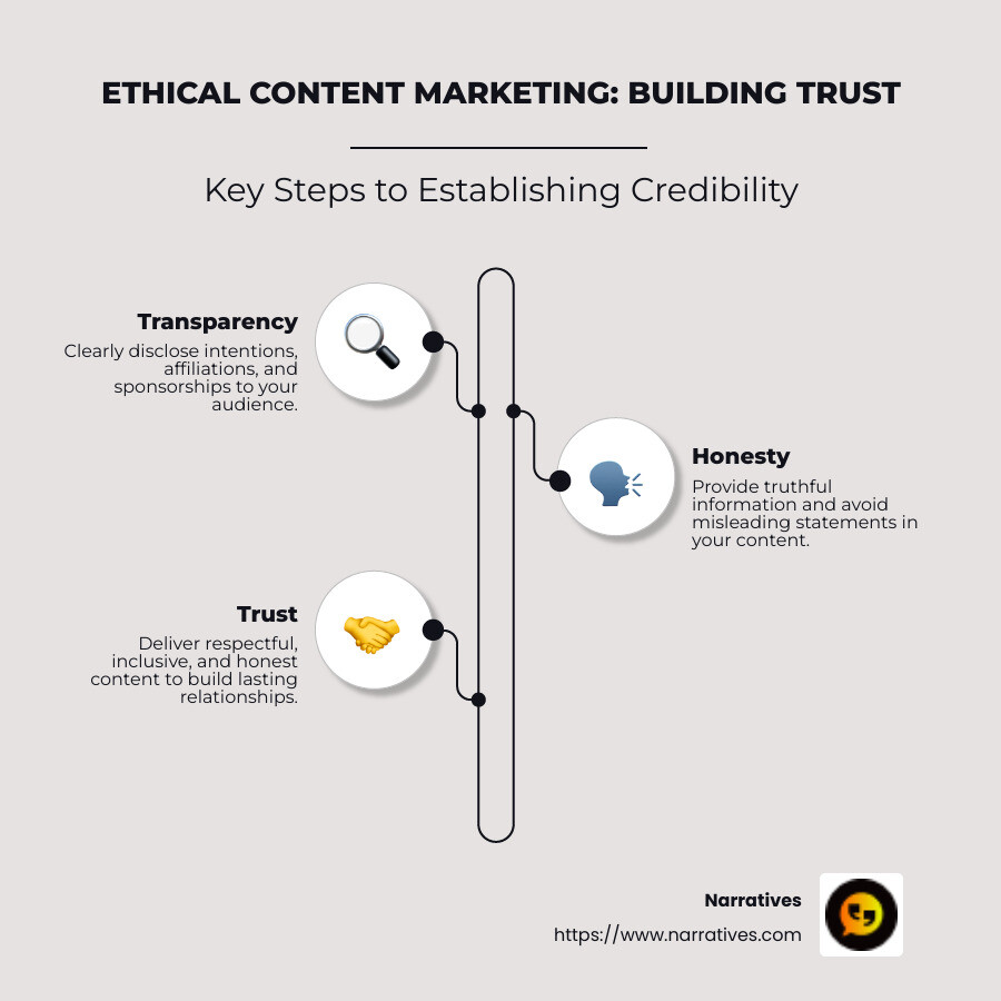 The Elements of Ethical Content Marketing: Transparency, Honesty, Trust - Ethical content marketing infographic infographic-line-3-steps-neat_beige