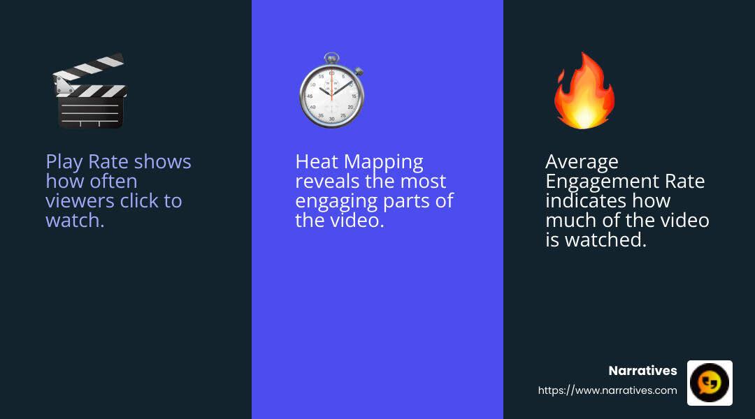Average Engagement Rate: how much of the video engaged viewers - Video engagement strategies infographic 3_facts_emoji_blue