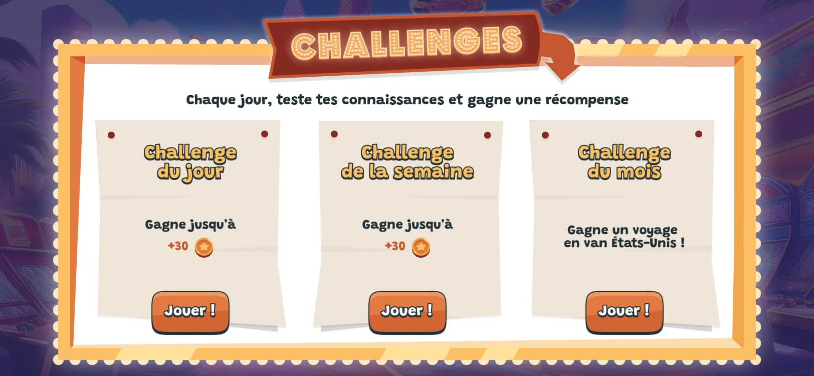 Écran application Save My Road Challenges