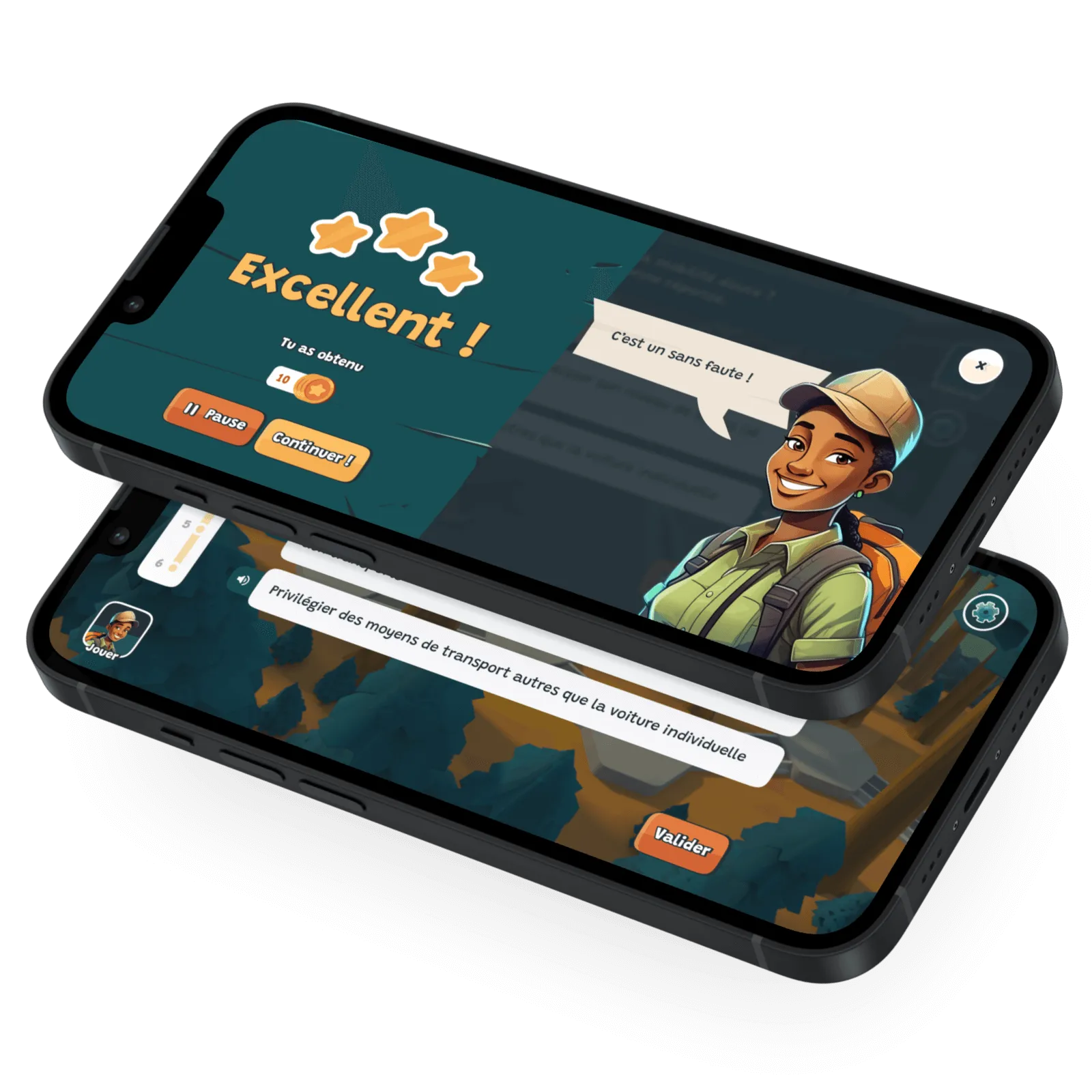 Écran application Save My Road Félicitations