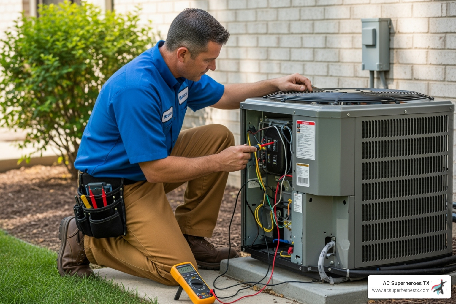 technician performing AC maintenance - ac repair round rock texas