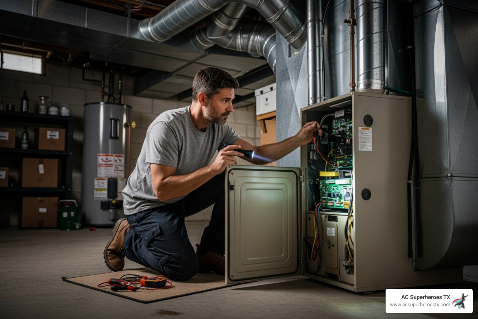 Homeowner reviewing their HVAC system for air purifier installation - Air purifier installation
