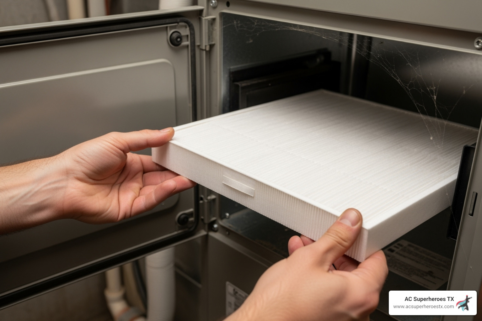 Person easily replacing an air purifier filter - Air purifier installation