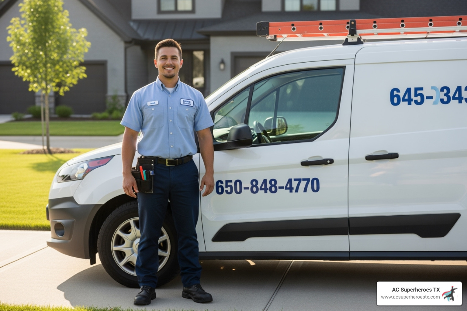 Friendly, professional HVAC technician with a van - hvac service round rock Friendly, professional HVAC technician with a van - hvac service round rock