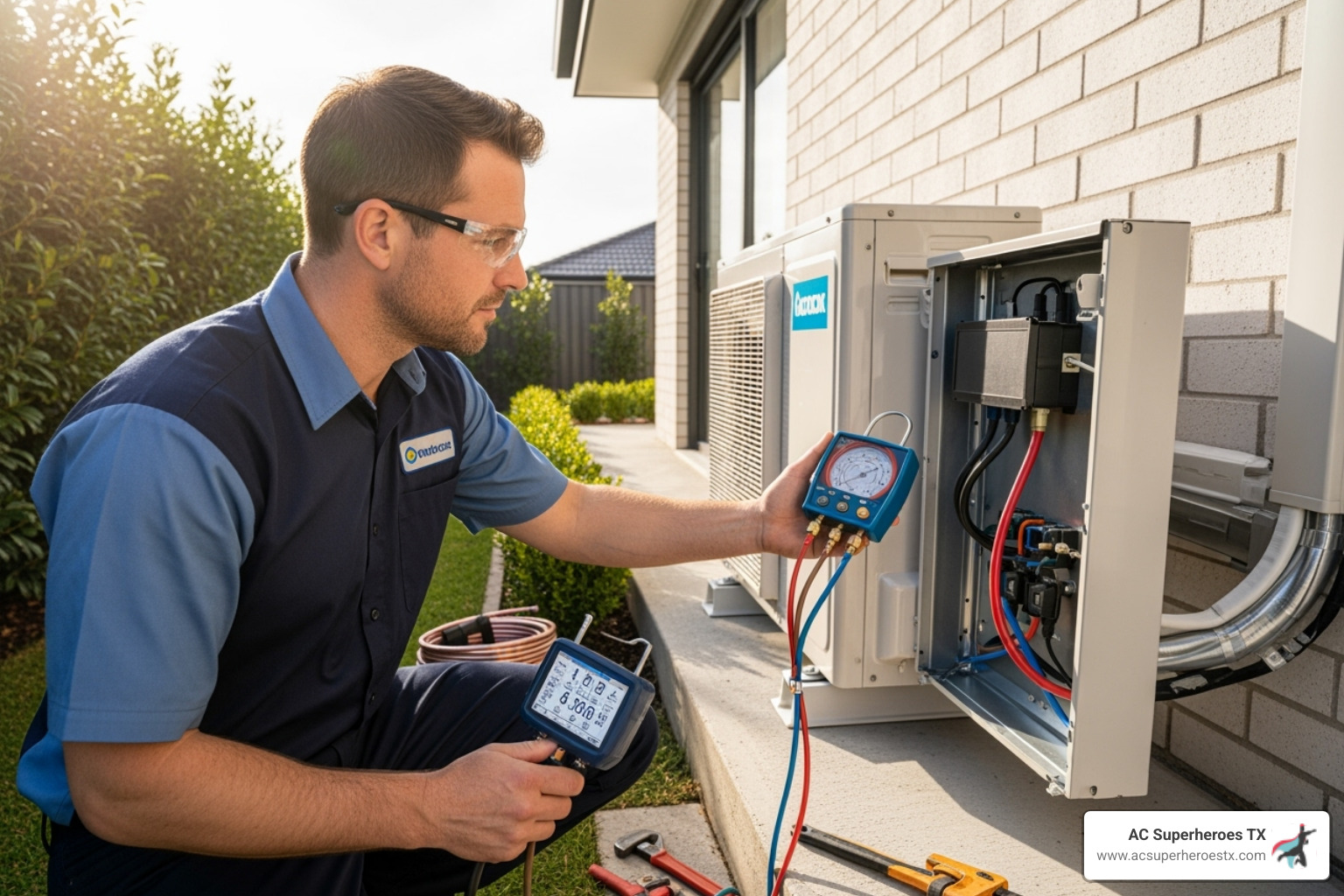 Professional technician inspecting an installation site - mini split heat pump