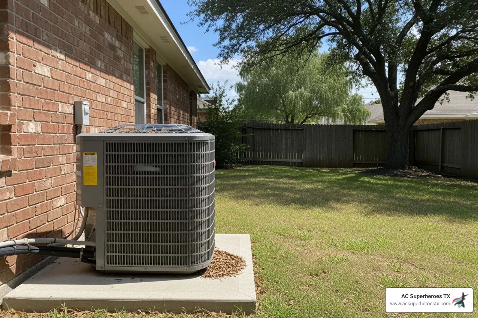 Outdoor AC unit on a hot Texas day - heating and cooling repair austin