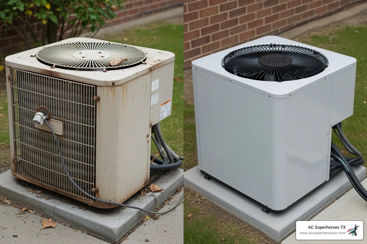 old and new AC units - ac installation austin