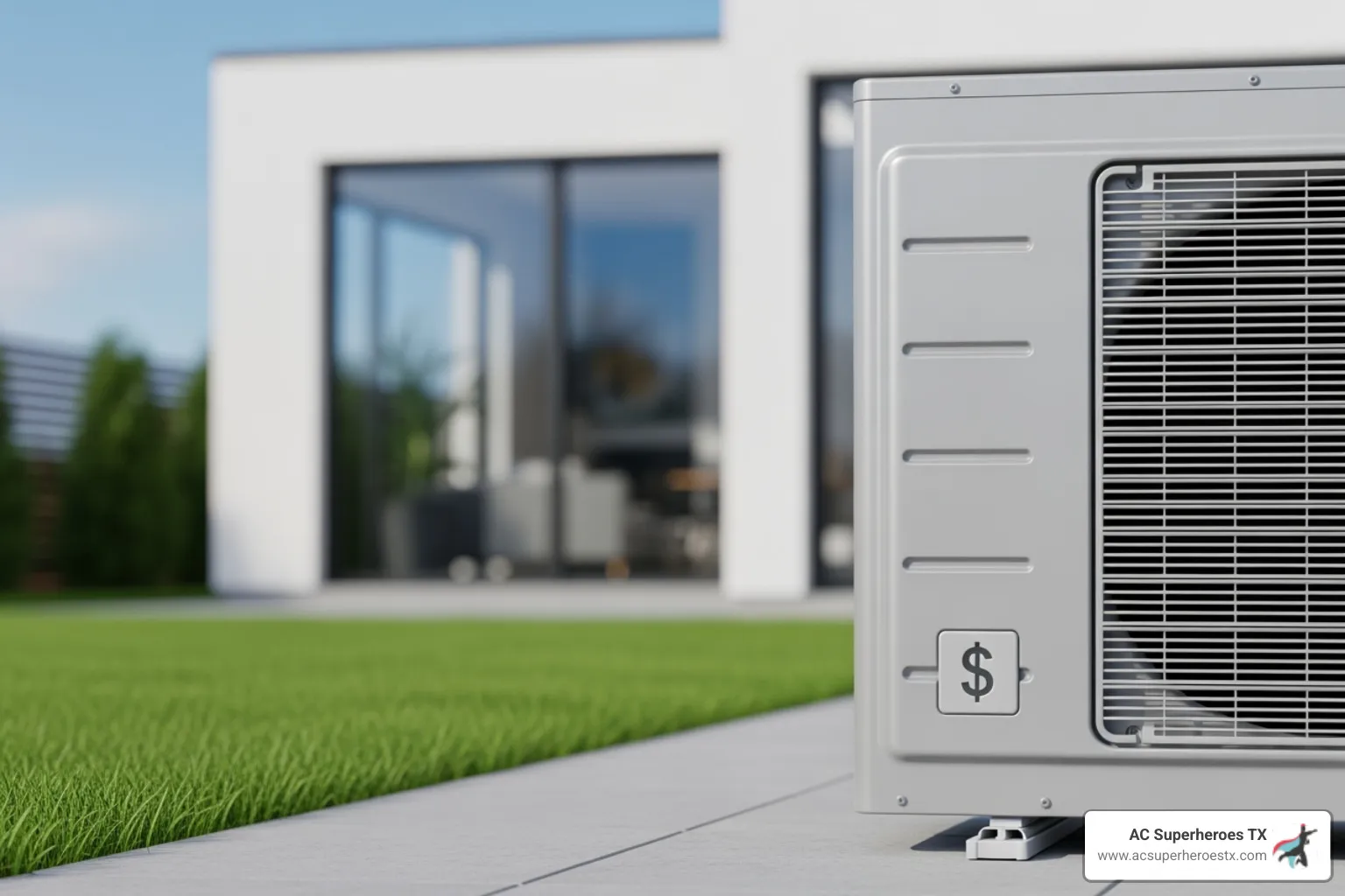 energy-efficient AC unit with savings icon - ac installation austin