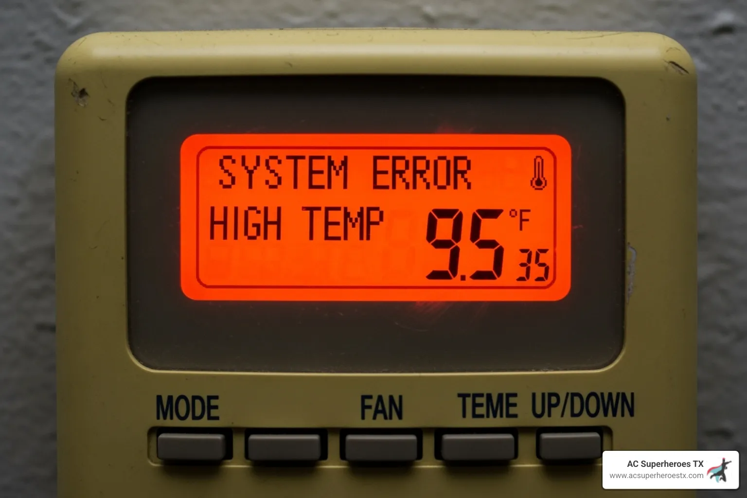 AC thermostat showing error or high temperature - ac repair round rock texas