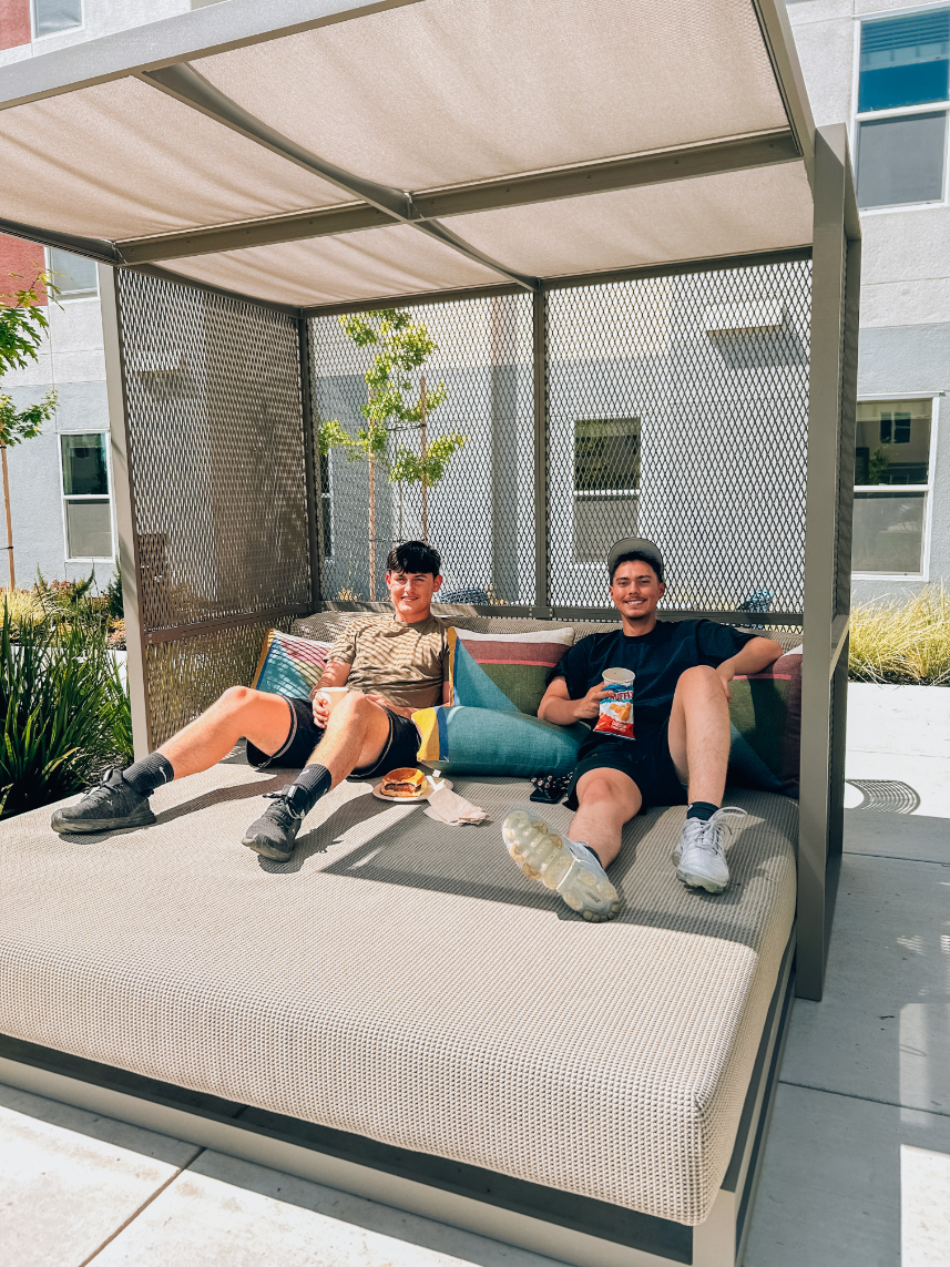 students on cabana