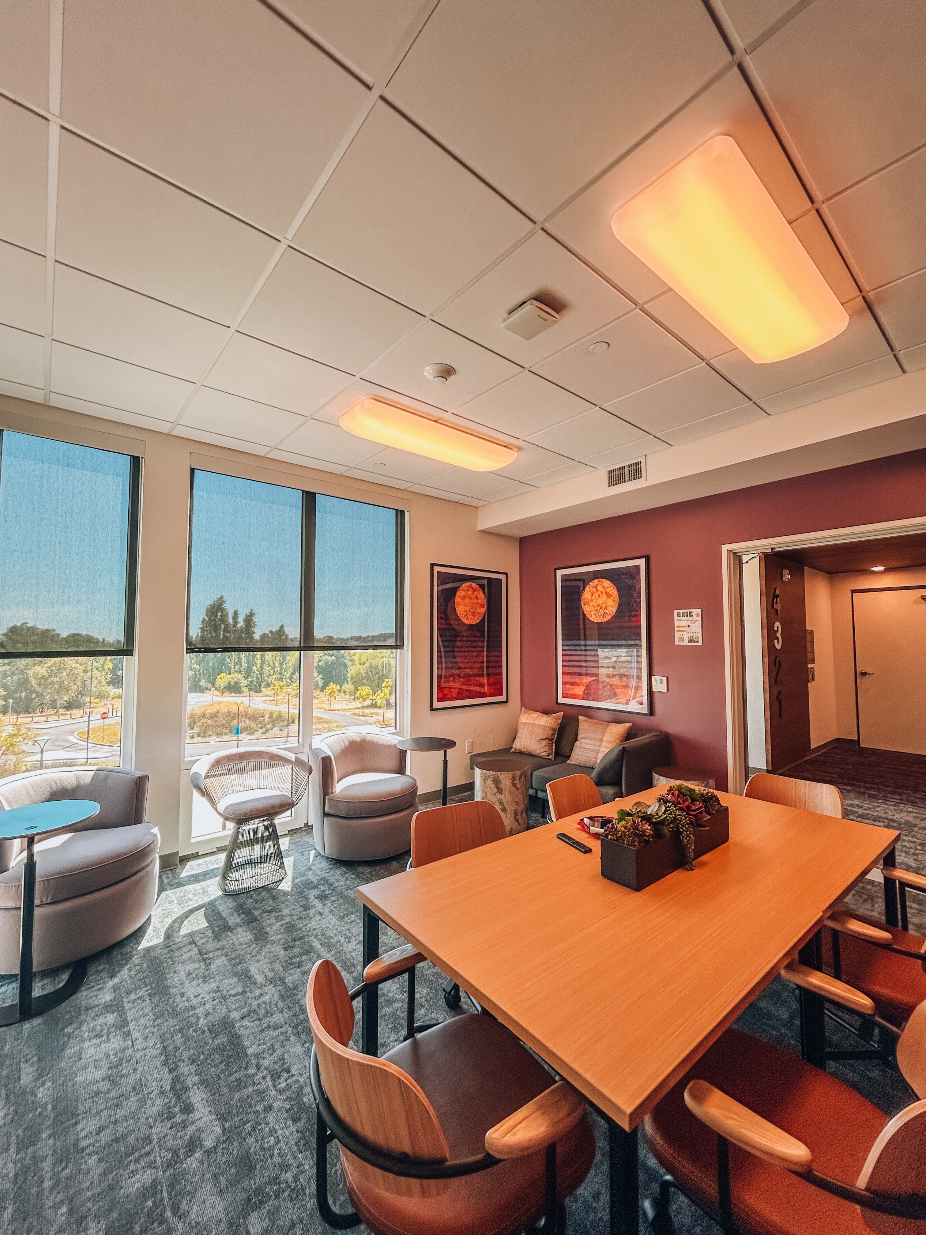 Study lounge with tables and chairs