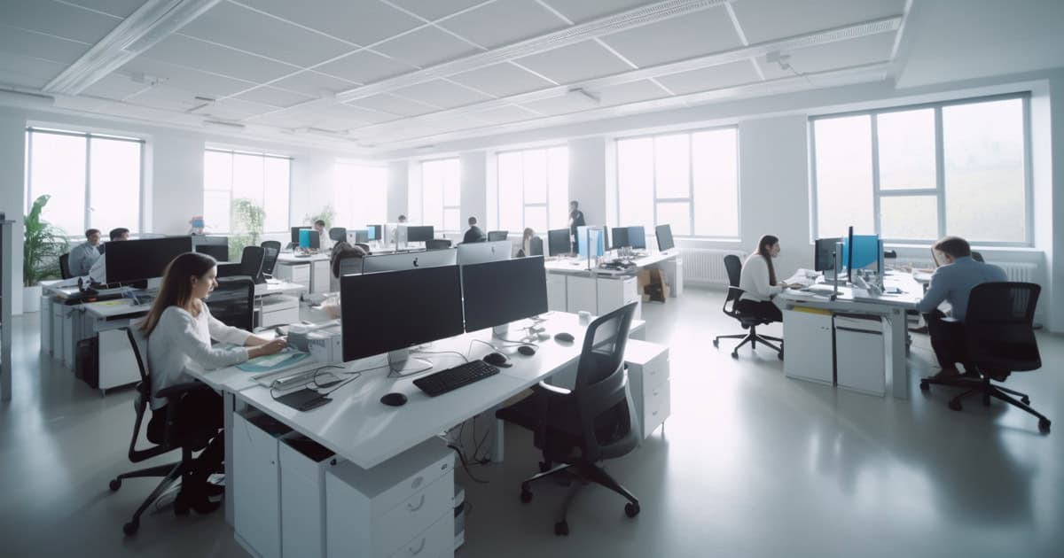 Office of modern computers and IT equipment provided by MSP.