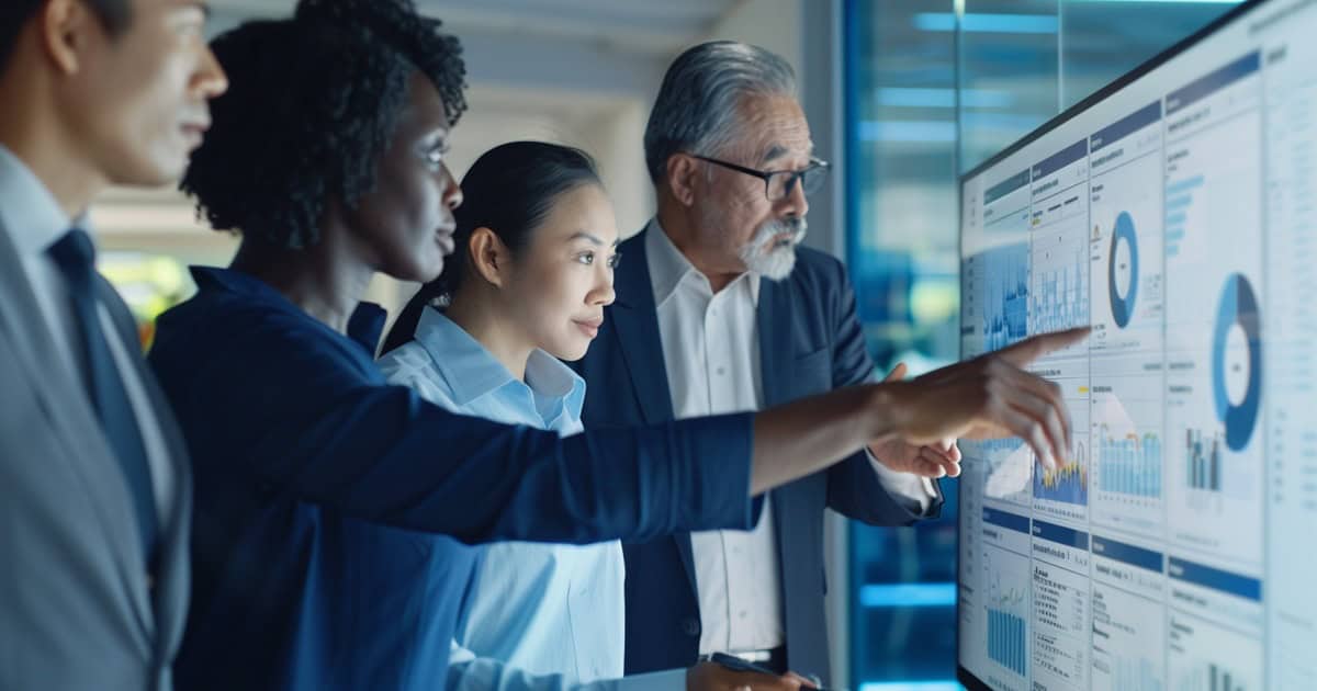 Business professional reviewing secure email filtering alerts on a clean digital dashboard.