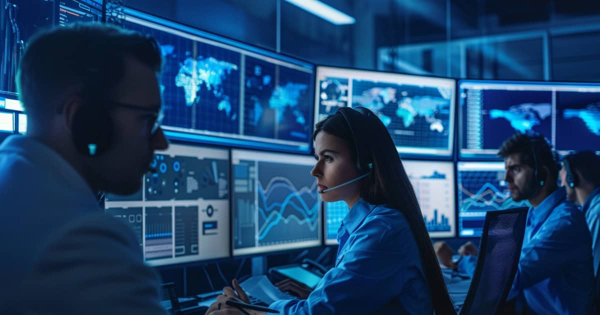 Cybersecurity analyst scanning for compromised business credentials on a secure console.