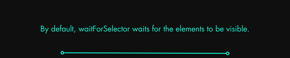 By default, waitForSelector waits for the elements to be visible.