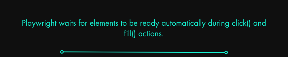 Playwright waits for elements to be ready automatically during click() and fill() actions. 