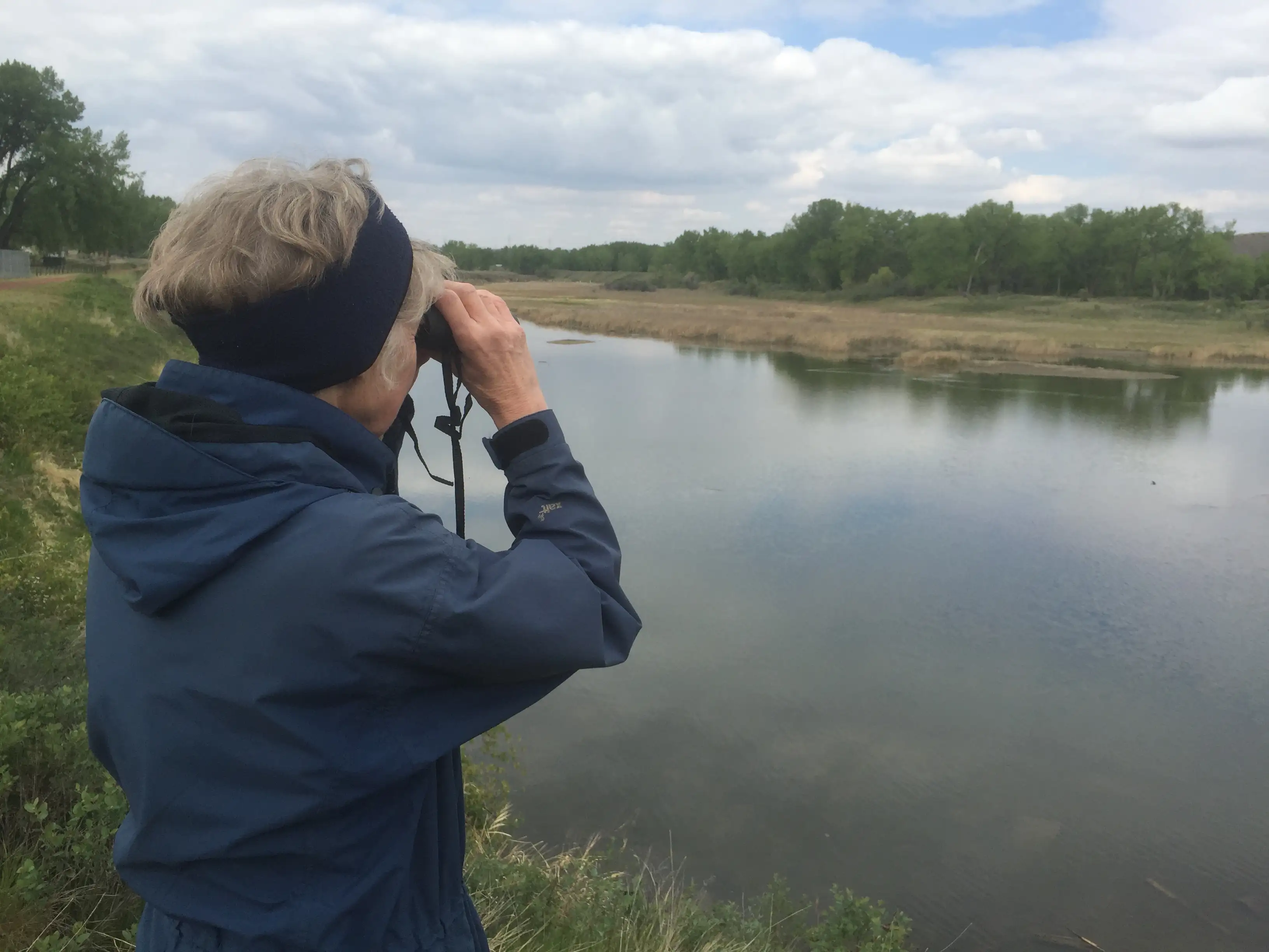 person bird watching in Lethbridge