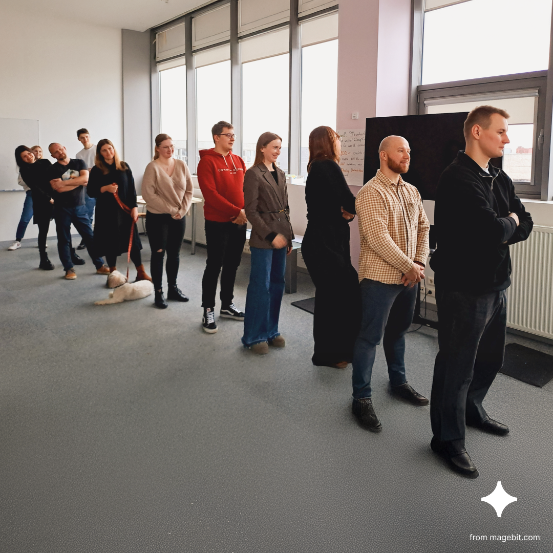 Participants taking part in a silent movement chain activity.