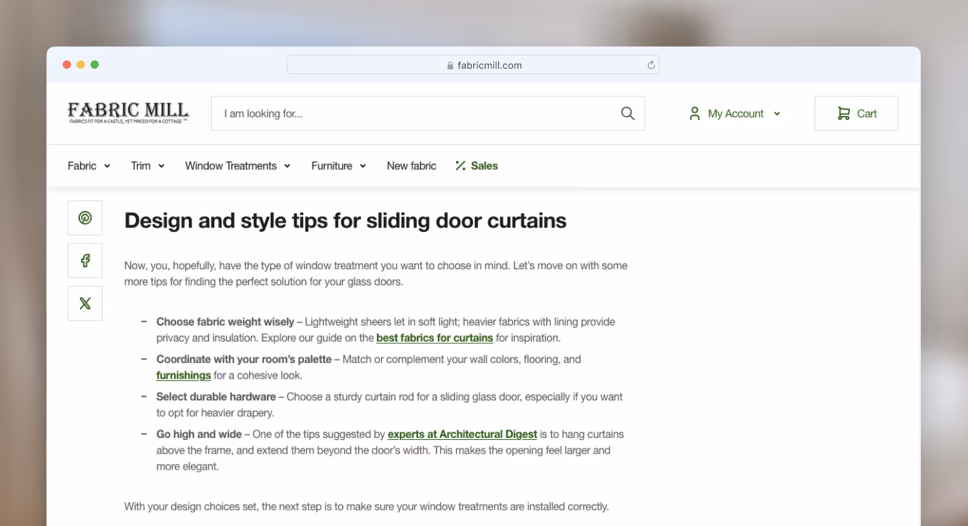 An example of a well-structured blog post by Fabric Mill.