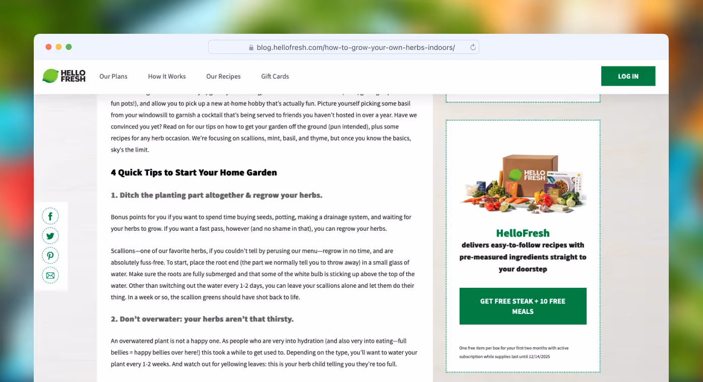 An example of a blog post with a well placed side banner.