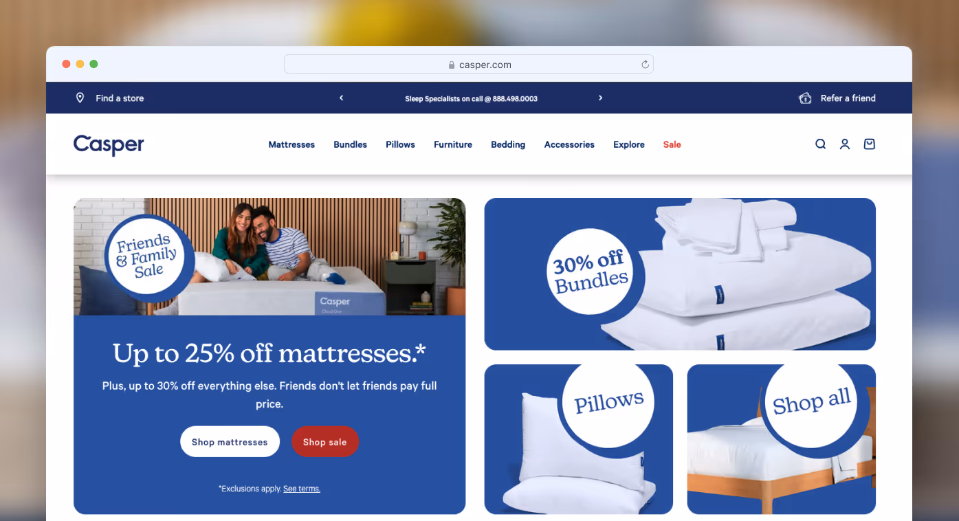 "Casper" home page.