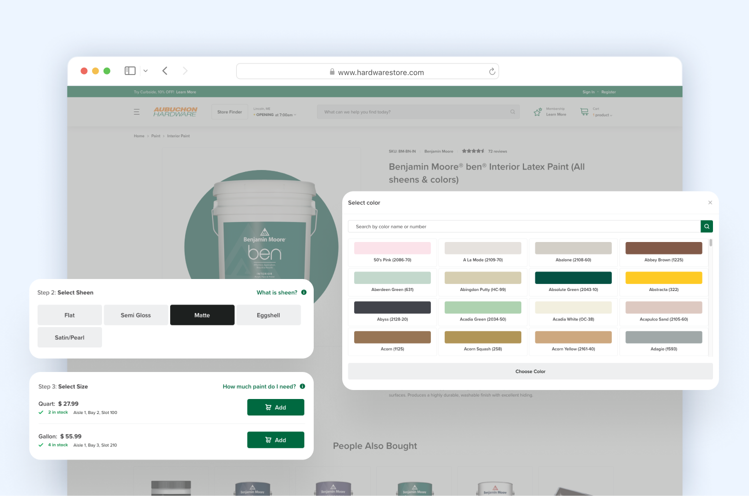 UI close-up of the Mix Your Color interface, done for HardwareStore.