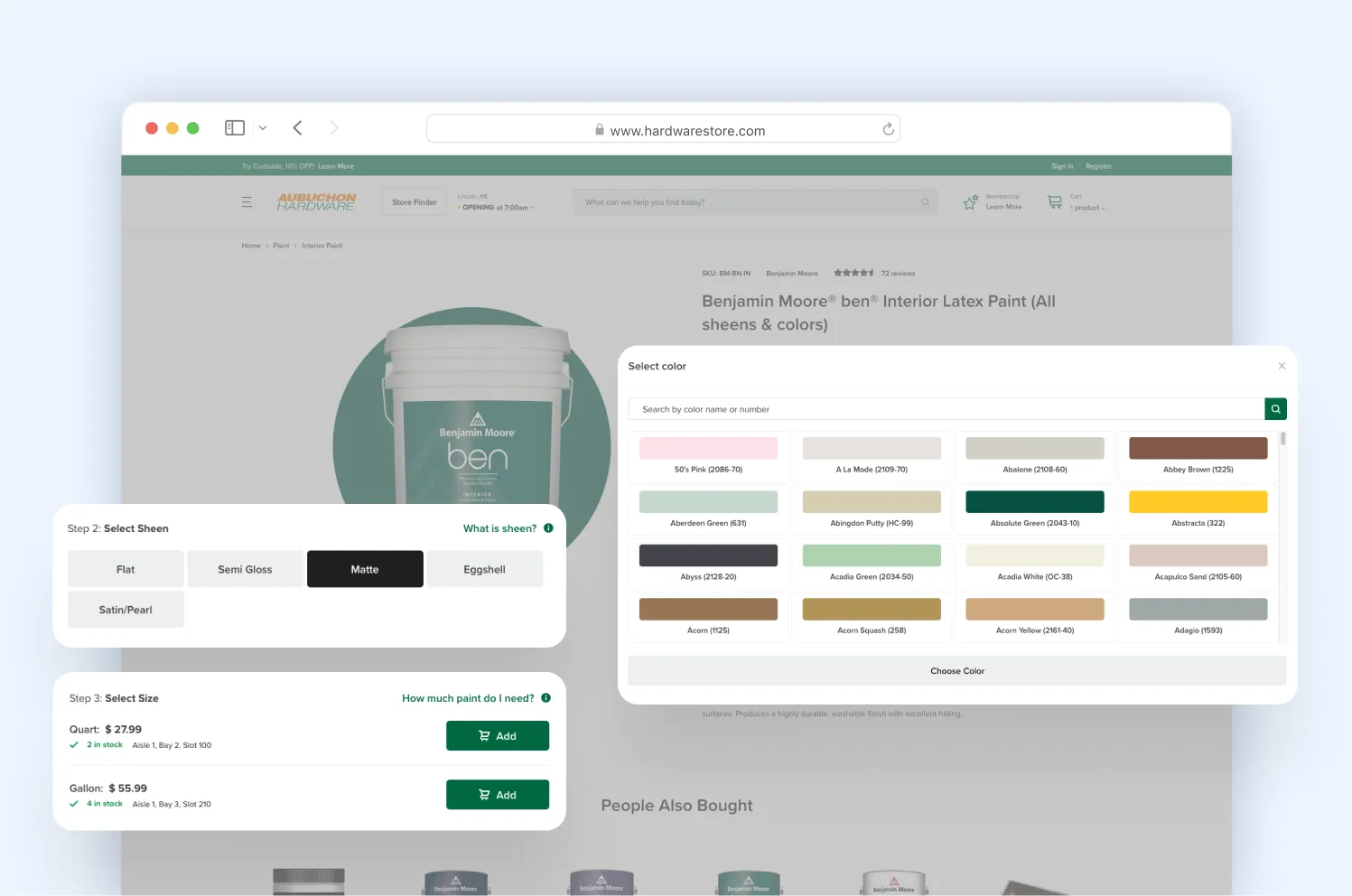 UI close-up of the Mix Your Color interface, done for HardwareStore.
