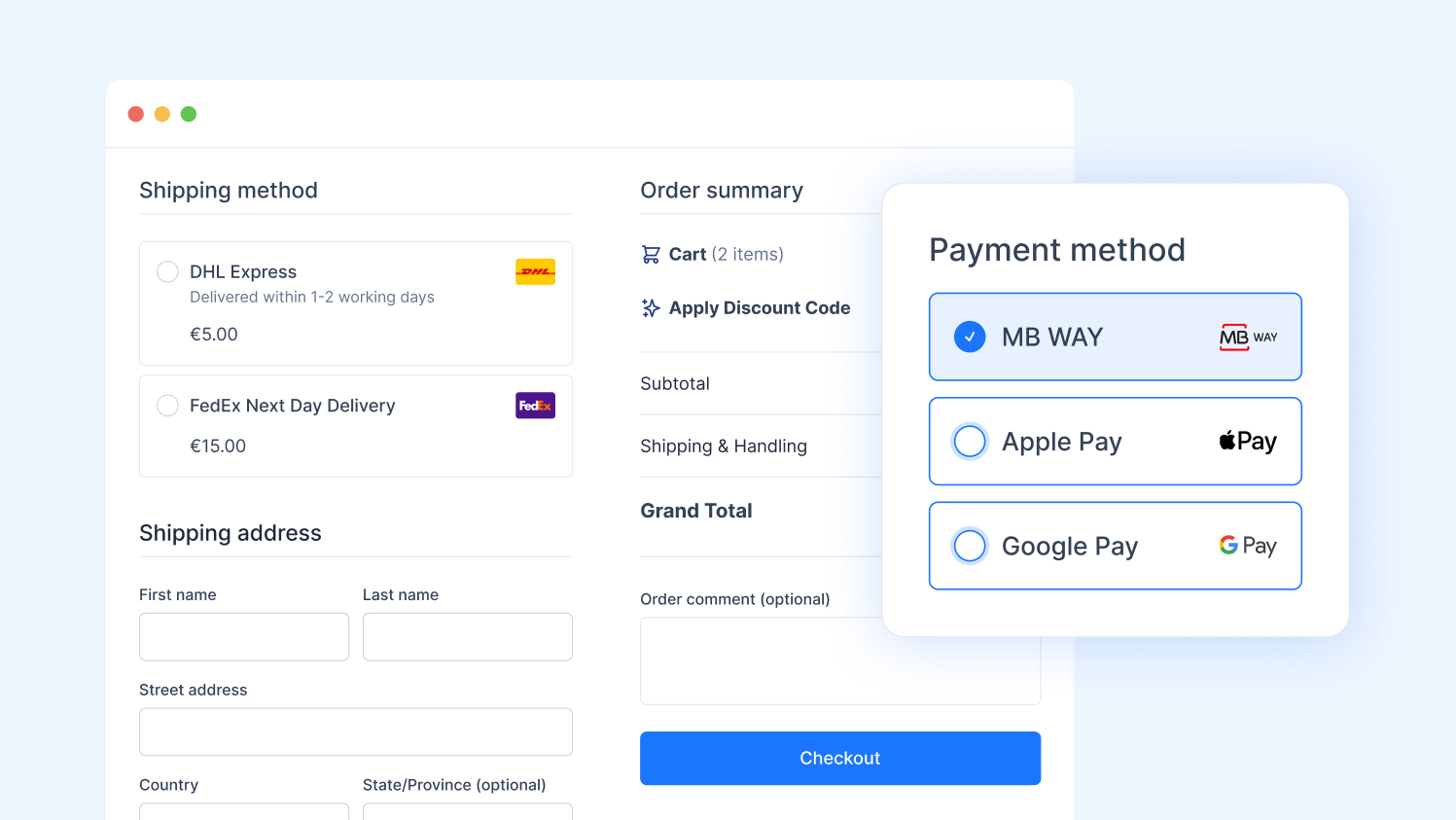 Payment options added for Checkout.com.