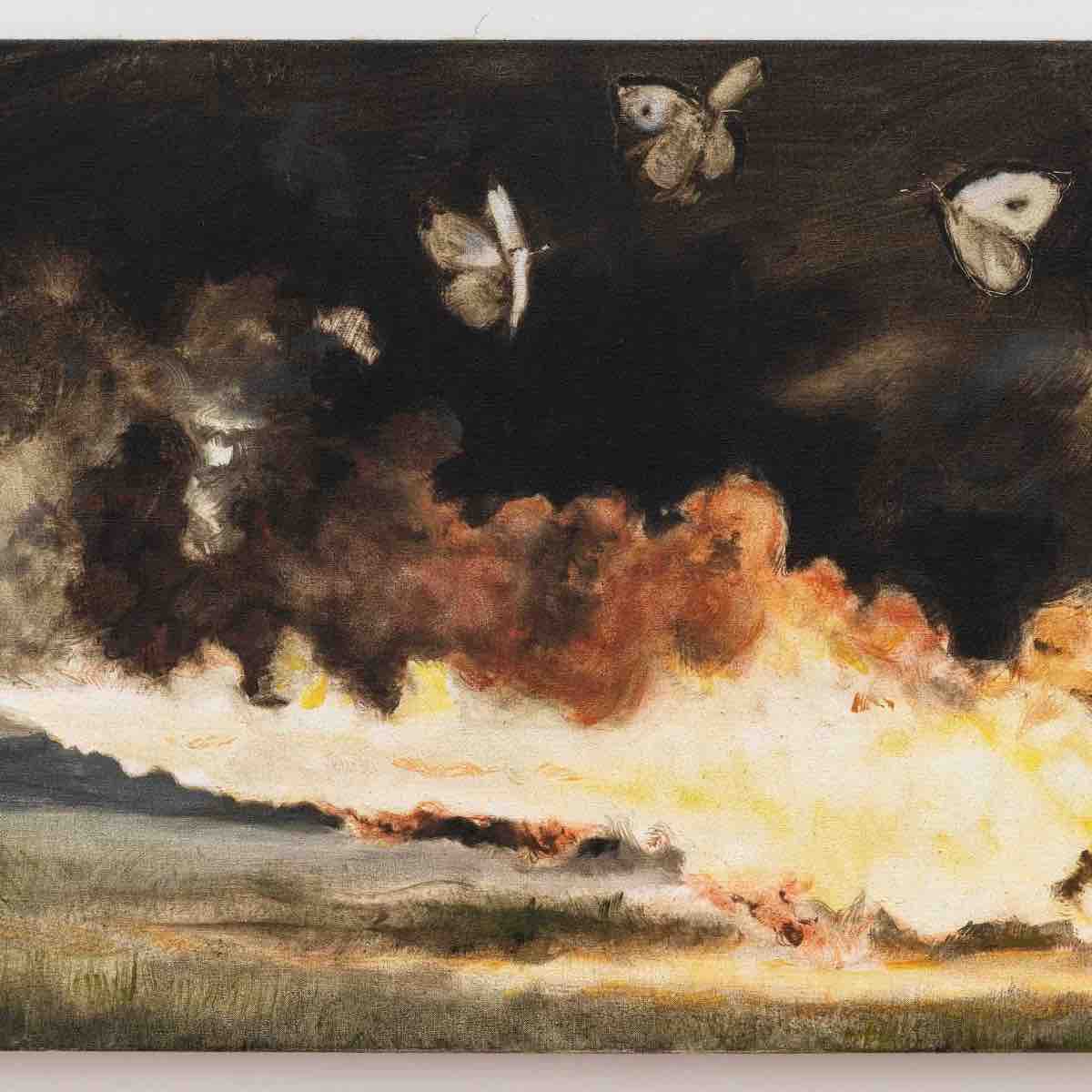 Elbert Joseph Perez, Sons & Co. Floral Elimination Co., 2025. Oil on canvas, 16 x 23 in 40.6 x 58.4 cm