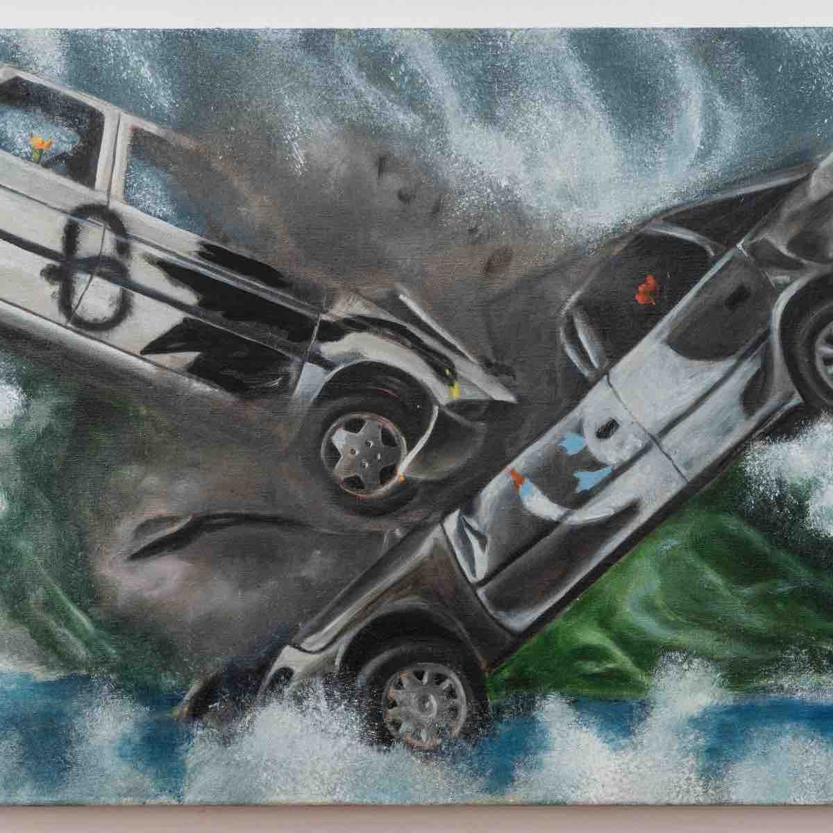 Elbert Joseph Perez, Learning Even From Light Banter (synergies), 2025. Oil on linen, 14 3/4 x 19 in 37.4 x 48.2 cm