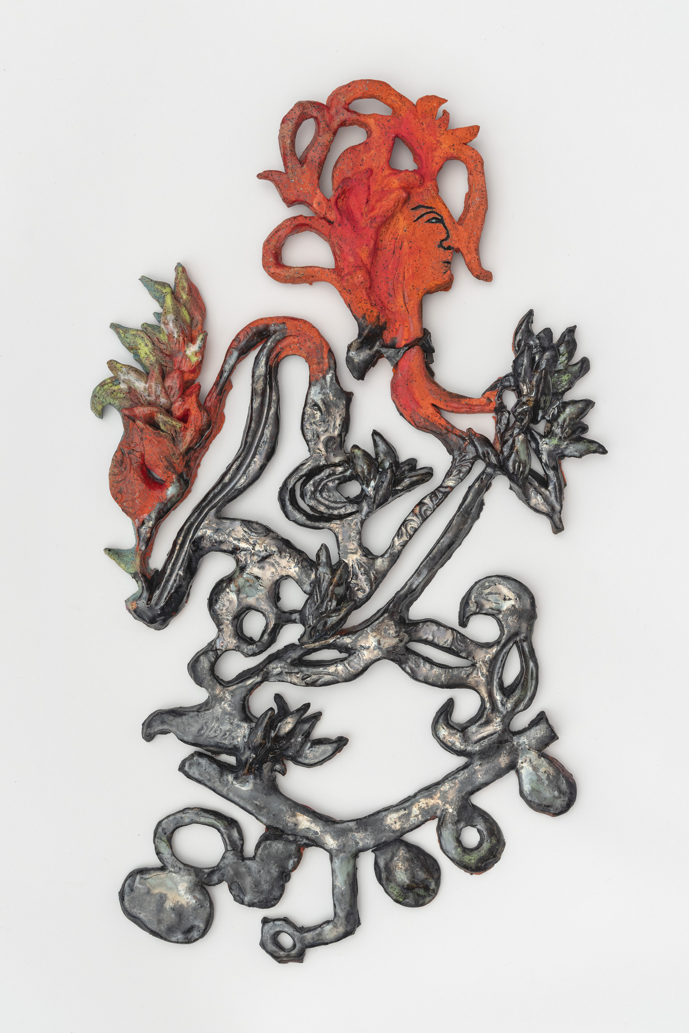 Sara Jimenez, Nocturnal Wanderer (1), 2025. ceramic, 12 x 12 x 1 in (30.5 x 30.5 x 2.5 cm)