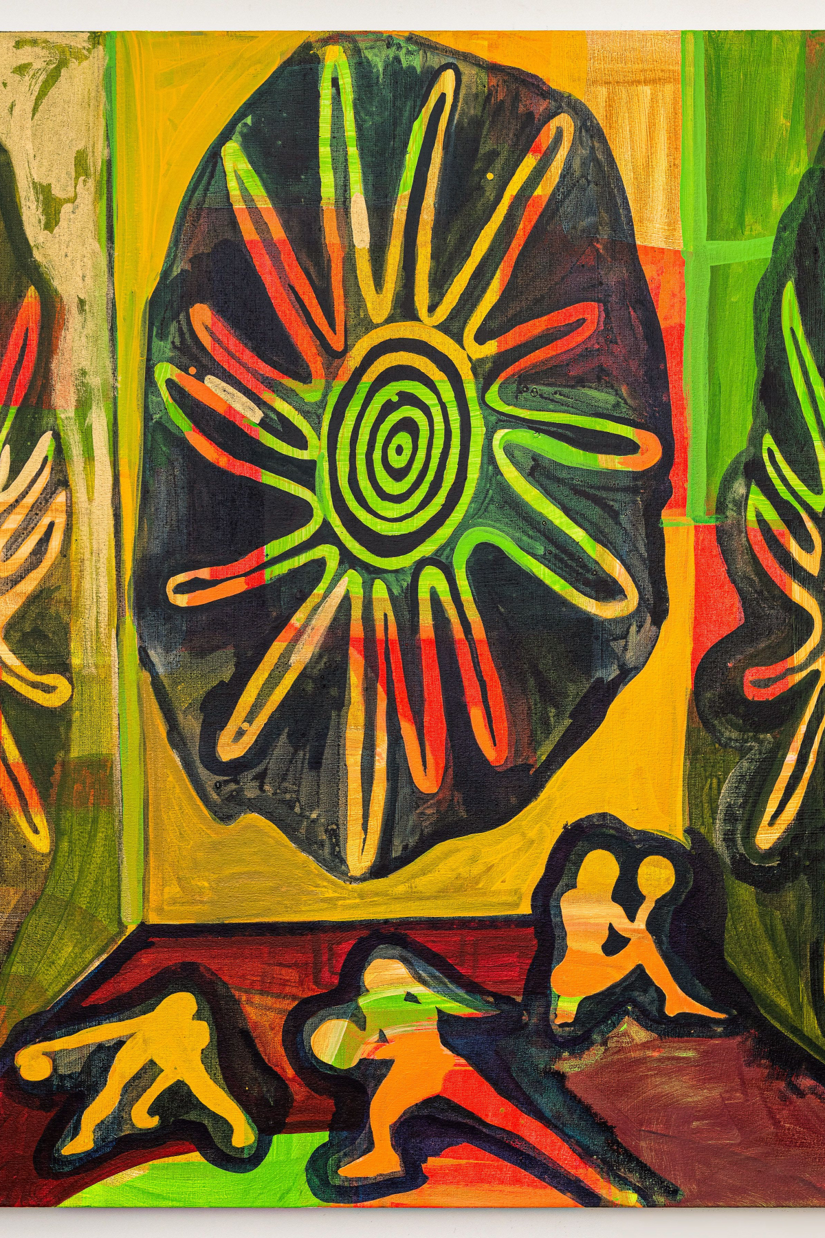 Andrea Bergart, Basketball Shrine, 2025. Acrylic on canvas, 46 x 40 in (116.8 x 101.6 cm)