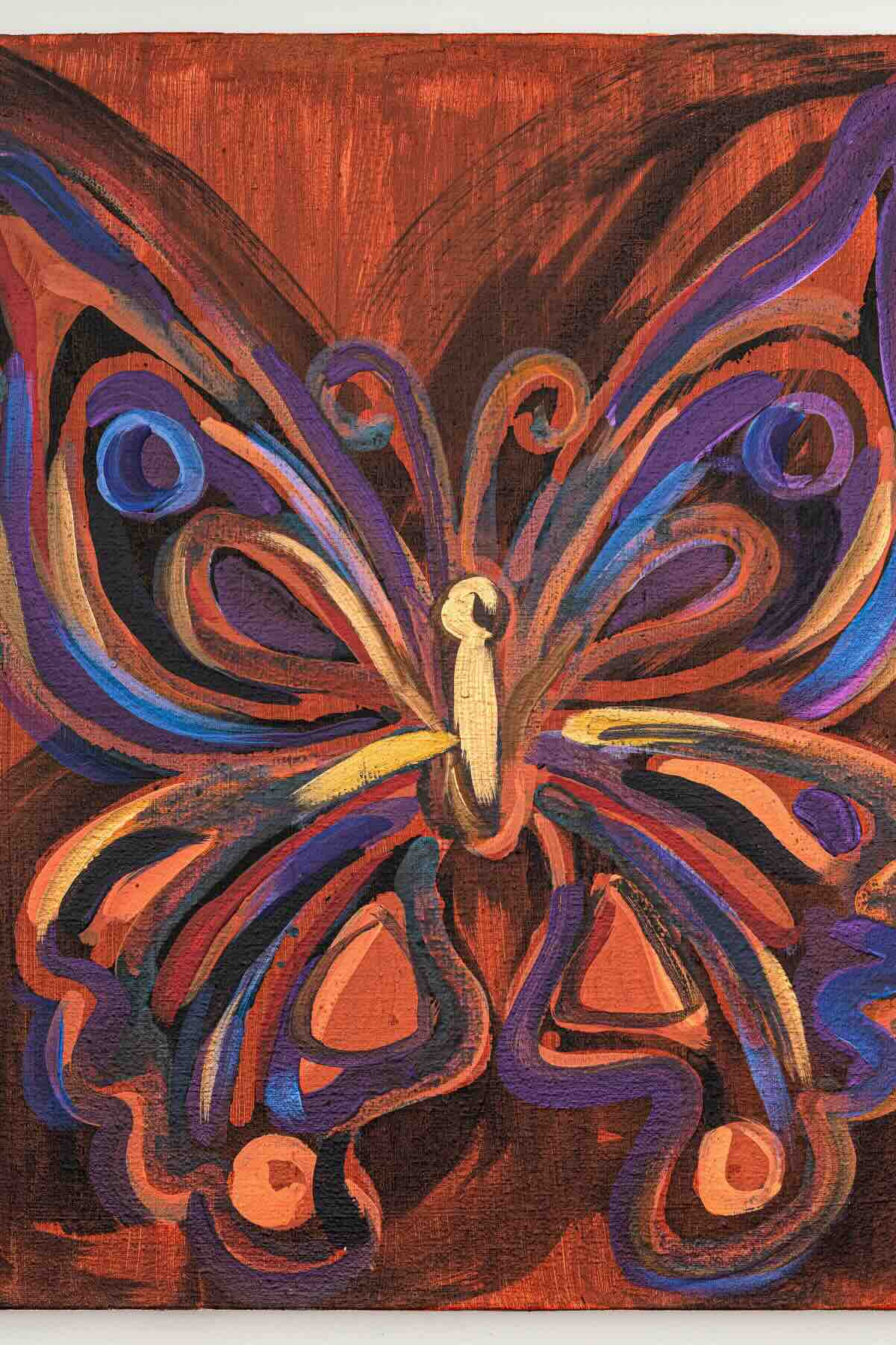 Andrea Bergart, Butterfly (Candlelight), 2025. Acrylic on canvas, 23 x 20 in (58.4 x 50.8 cm)