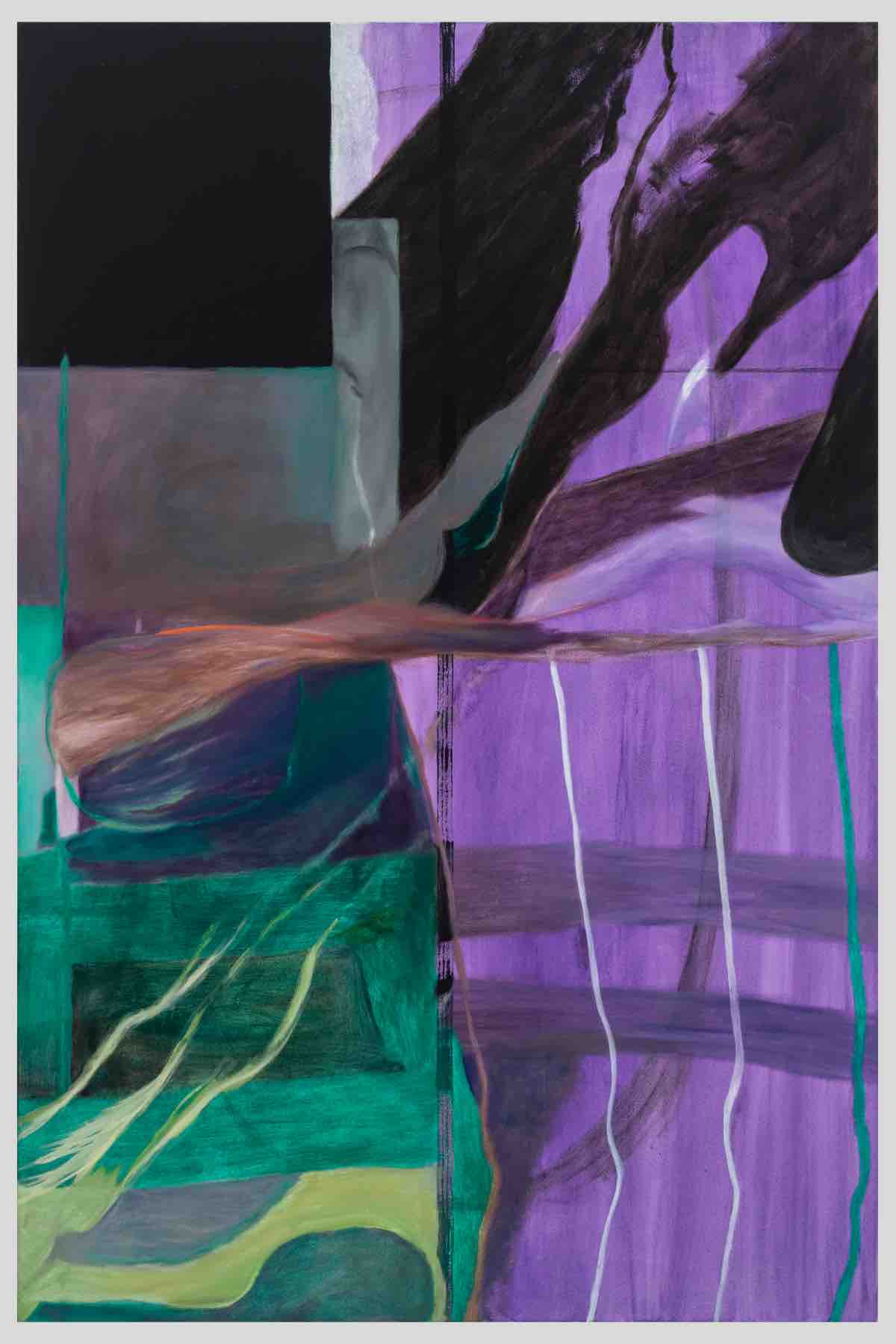 KB Jones, Present I, 2025. Oil, latex and ink on board, 10 x 8 in / 25.4 x 20.3 cm