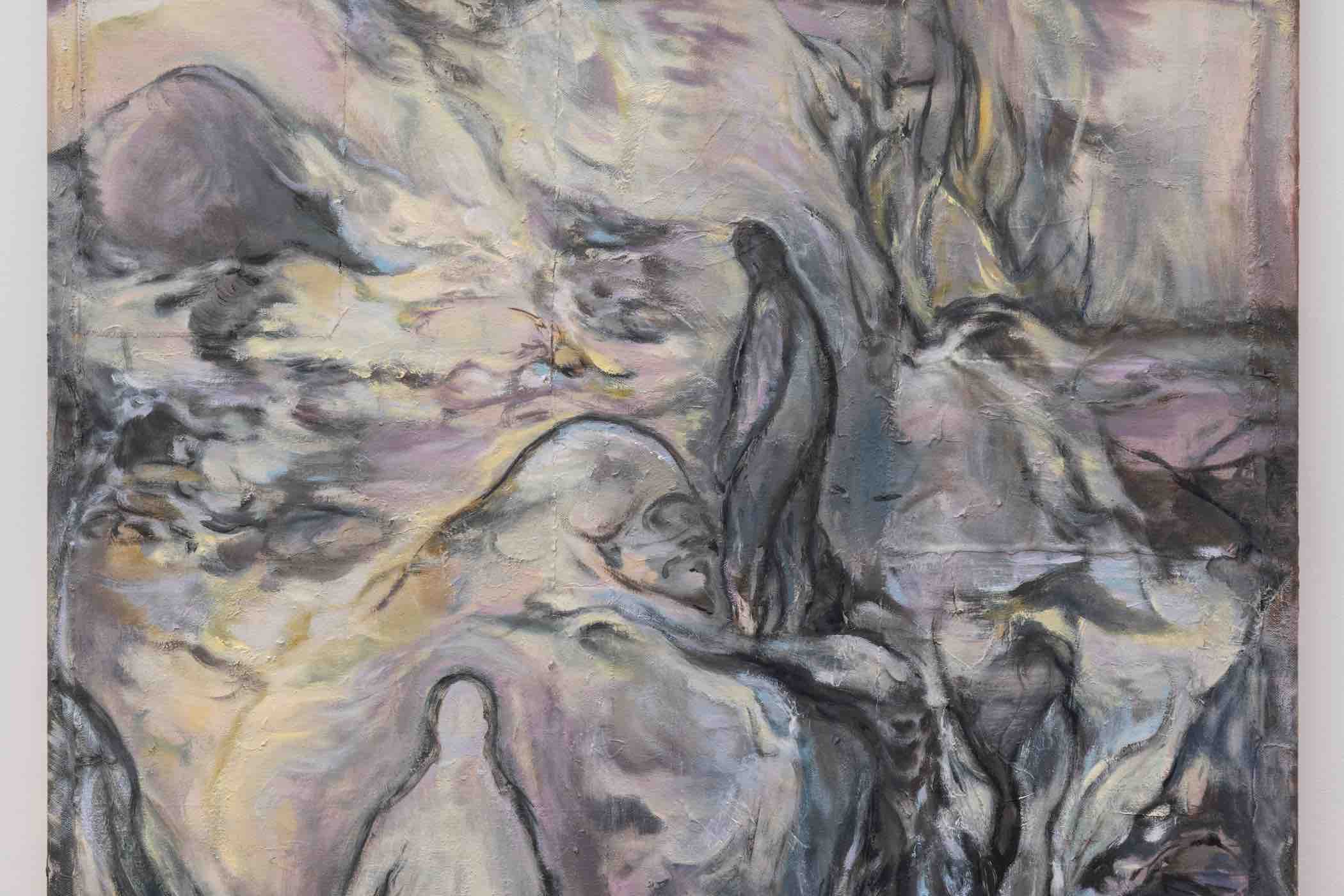 KB Jones, Present I, 2025. Oil, latex and ink on board, 10 x 8 in / 25.4 x 20.3 cm