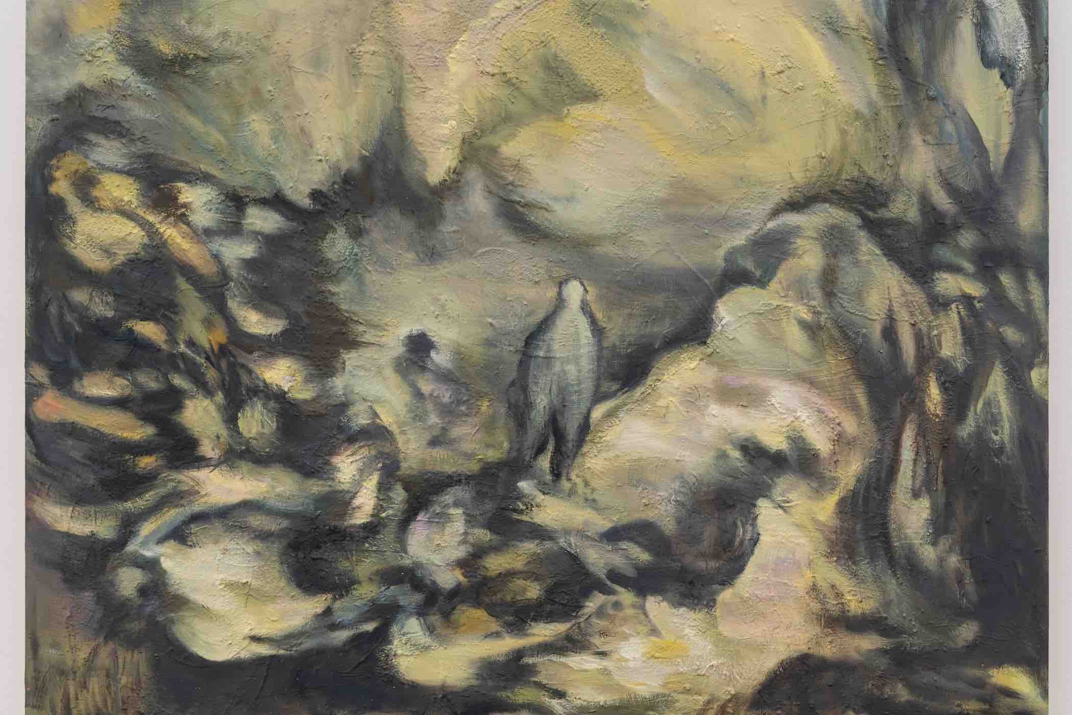 KB Jones, Present II, 2025. Oil, latex and ink on board, 10 x 8 in / 25.4 x 20.3 cm