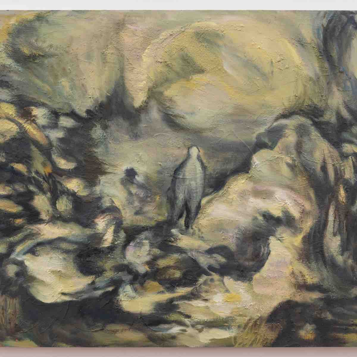 KB Jones, Present II, 2025. Oil, latex and ink on board, 10 x 8 in / 25.4 x 20.3 cm