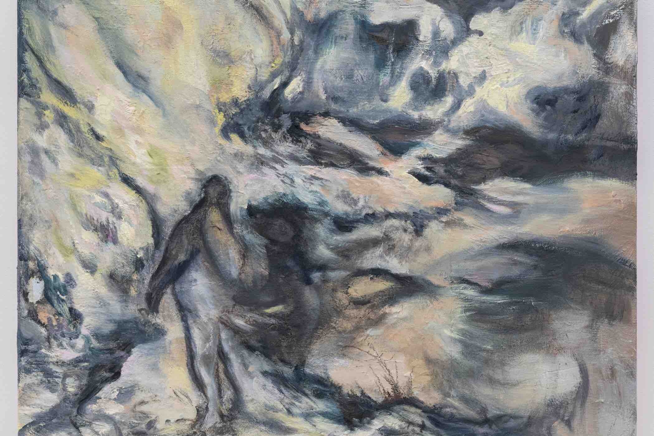 KB Jones, Degas Fans, 2025. oil, latex, and ink on canvas, diptych: 18 x 12 in (45.7 x 30.5 cm)