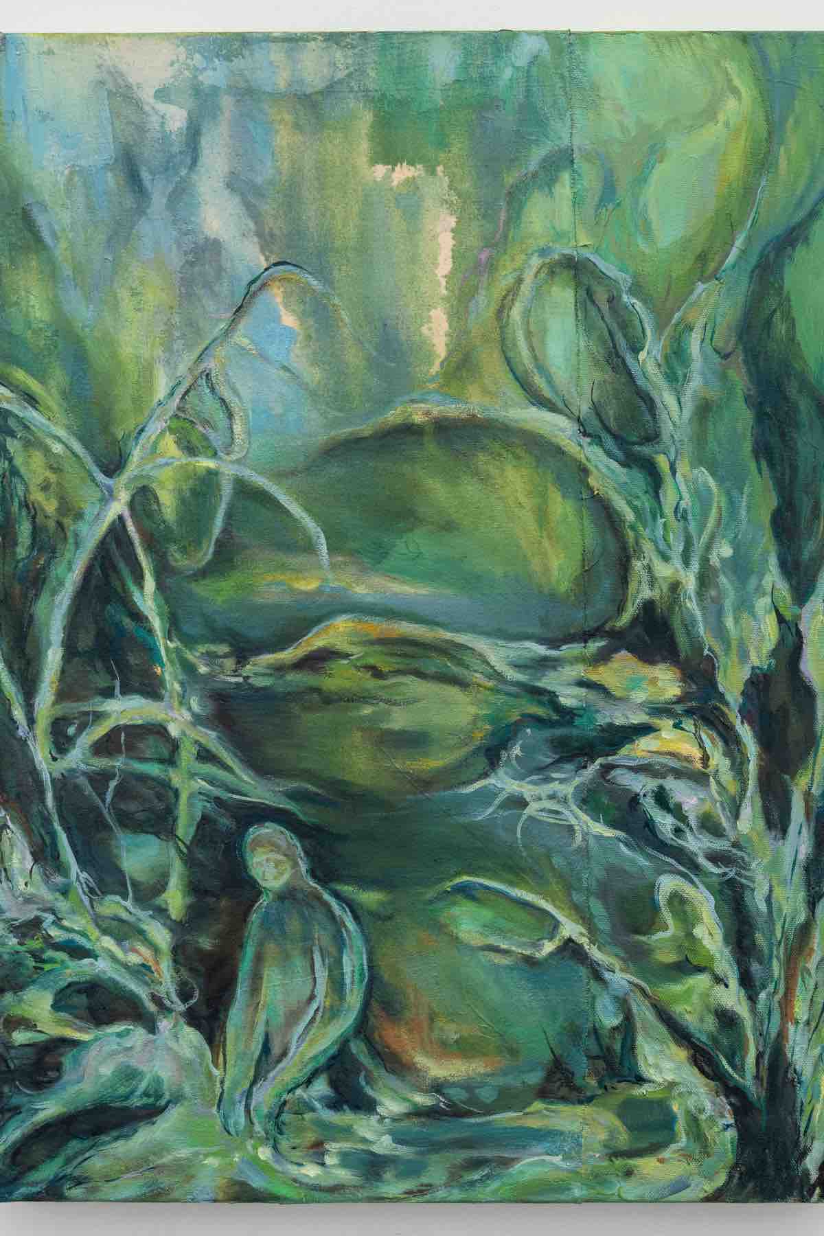 KB Jones, Present I, 2025. Oil, latex and ink on board, 10 x 8 in / 25.4 x 20.3 cm